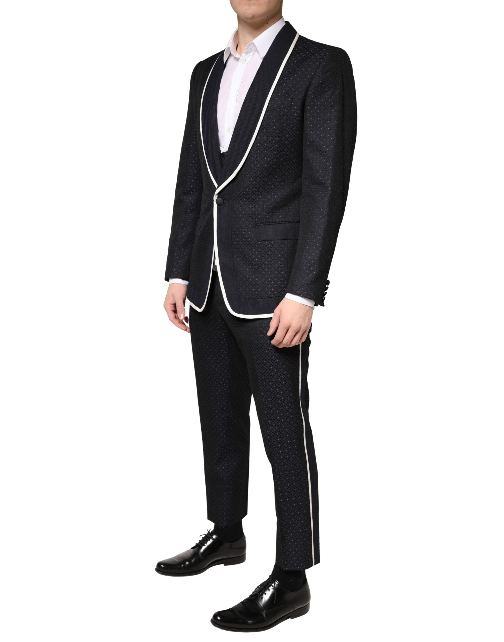 Black White Single Breasted SICILIA Men 3 Piece Suit