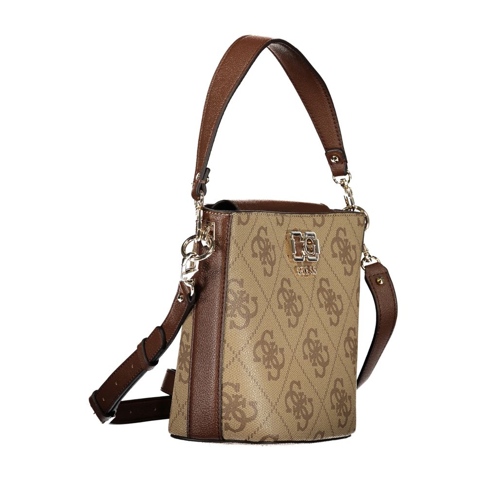 Brown Polyurethane Women's Handbag