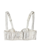 White Silk Satin Underwire Bra Semi Pad Underwear