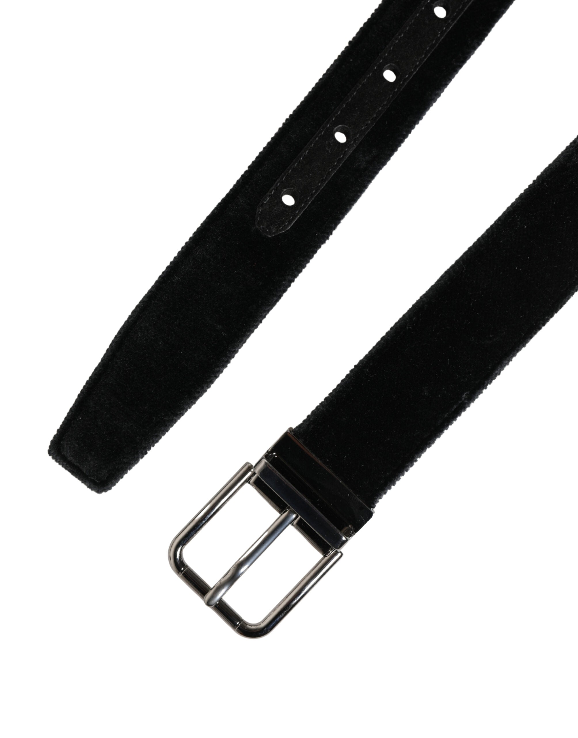 Black Suede Silver Tone Metal Buckle Men Belt