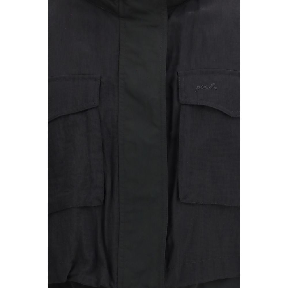 Black Nylon Sleveless Jacket