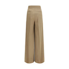Beige Wool Casual Pants