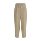 Beige Viscose Casual Pants