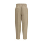Beige Viscose Casual Pants