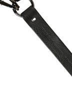 Black Leather Silver Chain Waist Men Belt