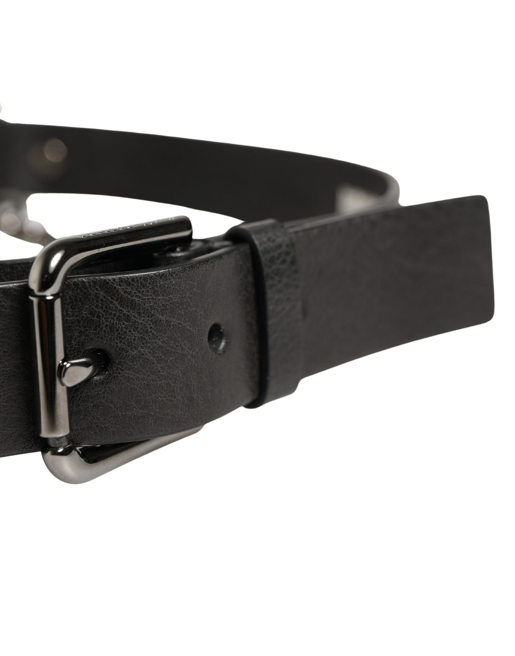 Black Leather Silver Chain Waist Men Belt