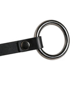 Black Leather Silver Chain Waist Men Belt