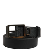 Black Calf Leather Gold Metal Buckle  Belt
