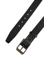 Black Calf Leather Silver Metal Buckle Belt