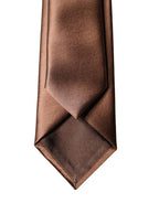Brown Satin 100% Silk Wide Adjustable Men Necktie Tie