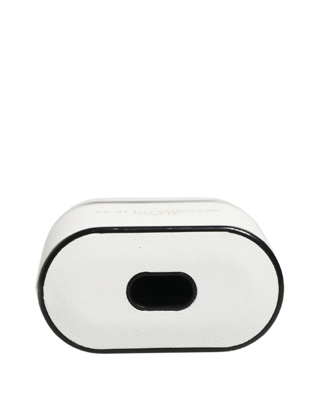 White Calf Leather Logo Print Flip Holder  Airpods Case