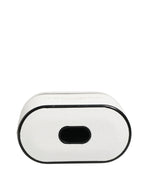 White Calf Leather Logo Print Flip Holder  Airpods Case