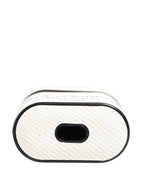 White Calf Leather Logo Flip Holder Strap Airpods Case