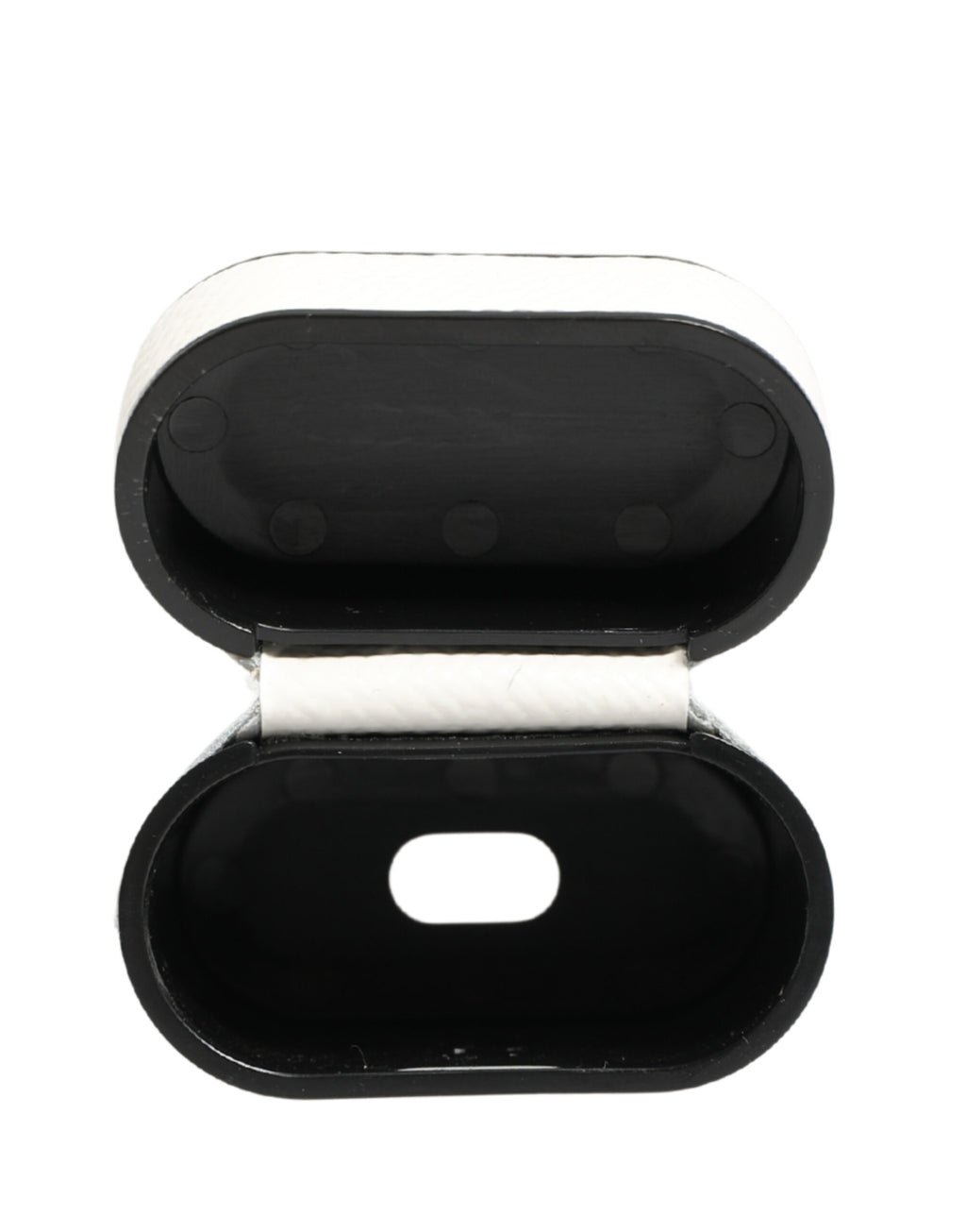 White Calf Leather Logo Flip Holder Strap Airpods Case
