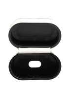 White Calf Leather Logo Flip Holder Strap Airpods Case