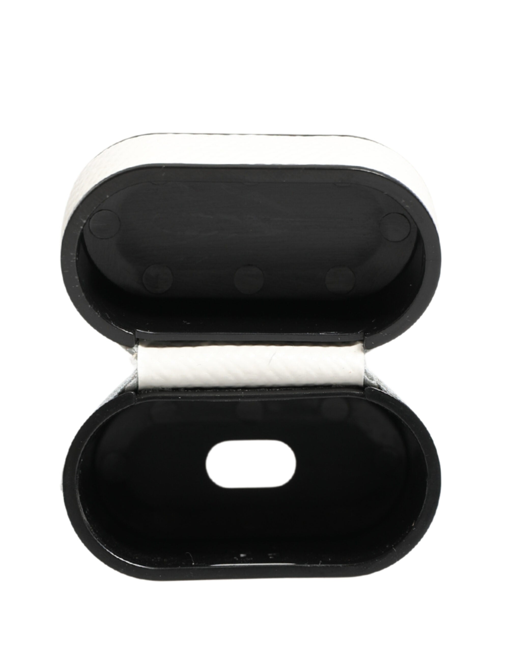 White Calf Leather Logo Flip Holder Strap Airpods Case