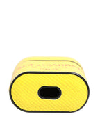 Yellow Calf Leather Logo Flip Holder Strap Airpods Case