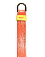 Yellow Calf Leather Logo Flip Holder Strap Airpods Case