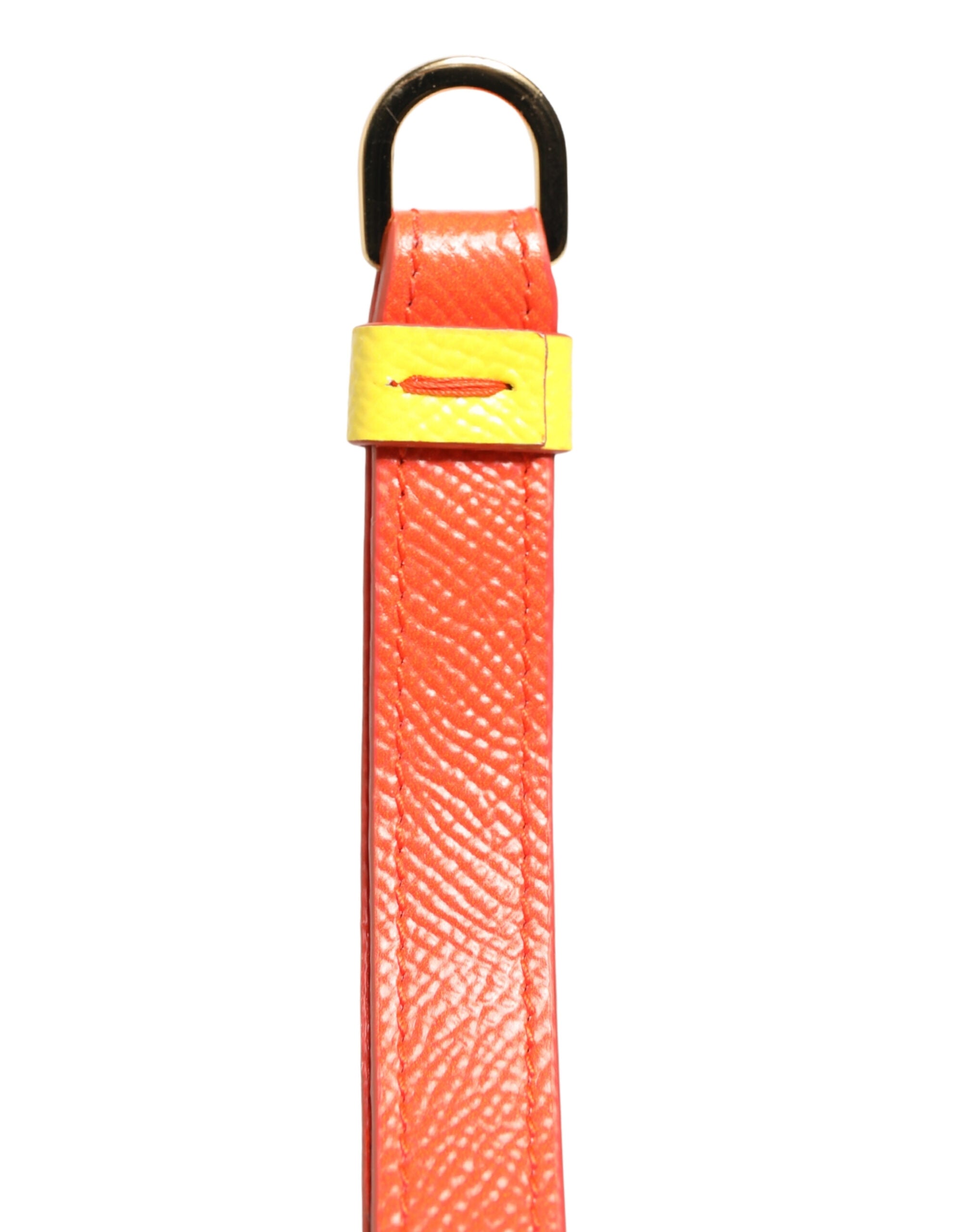 Yellow Calf Leather Logo Flip Holder Strap Airpods Case