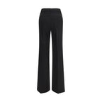 Black Fleece Wool Flared Pants