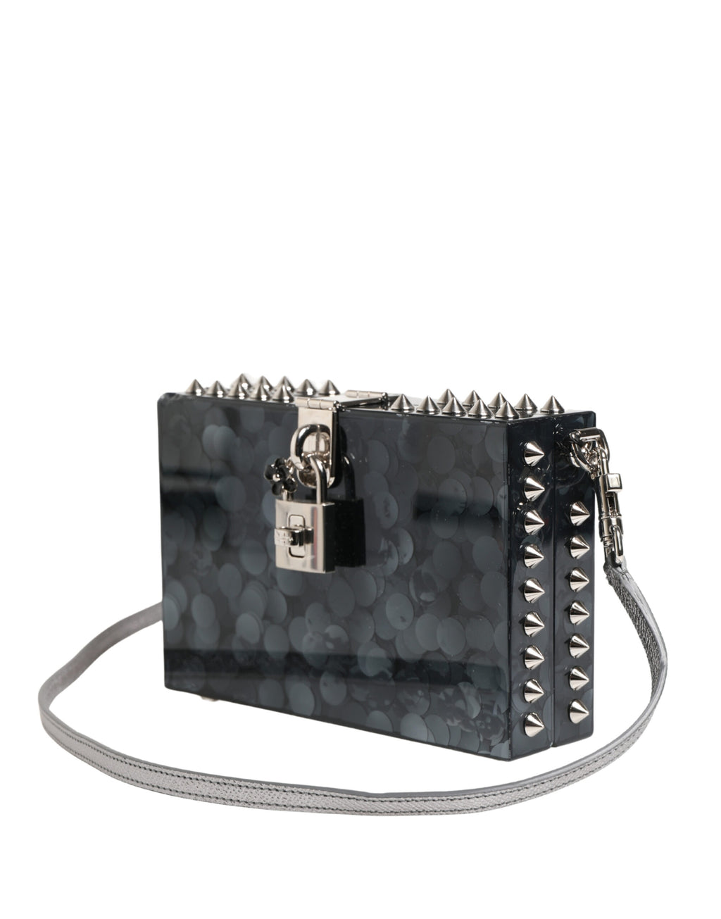 Black Acrylic Plexiglass Studded DOLCE BOX Clutch Bag