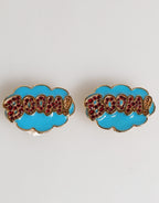 Gold Brass BOOM Cartoon Crystal Clip-On Women