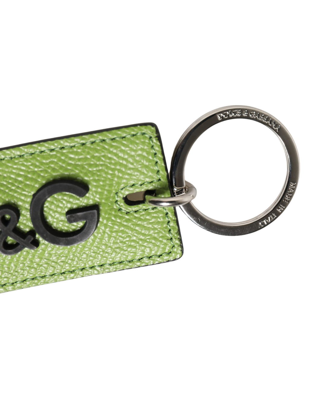 Green Calf Leather DG Logo Metal Ring Keyring Keychain