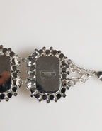 Silver Tone Brass Chain Crystal Embellished Bracelet