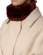 Red Lamb Fur Collar Women Neck Wrap 50cm x 8cm Scarf