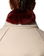 Red Lamb Fur Collar Women Neck Wrap 50cm x 8cm Scarf