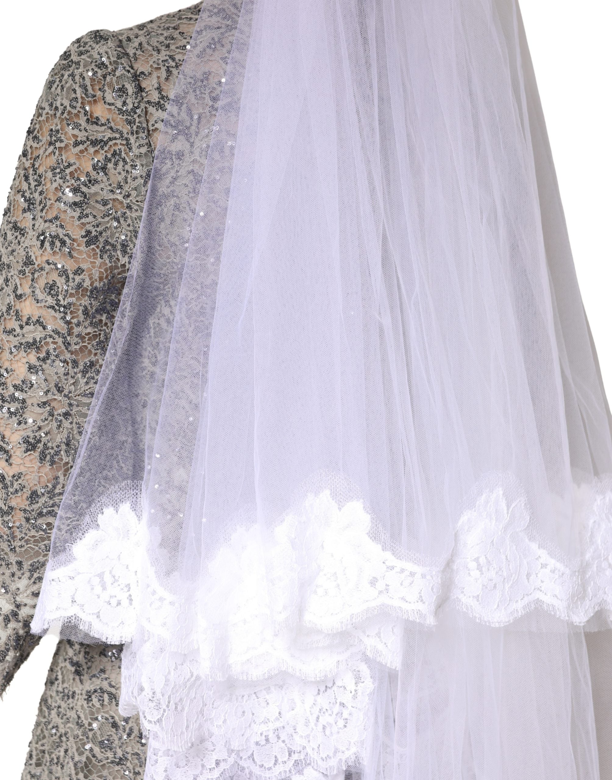 White Floral LaceNylon Floor Length 3M Long Veil