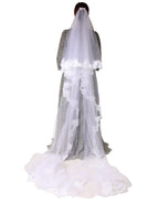 White Floral LaceNylon Floor Length 3M Long Veil