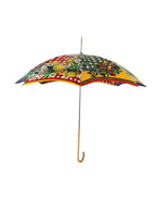 Multicolor Carretto Siciliano Print Collapsible Umbrella