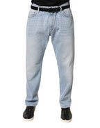 Light Blue Washed Loose Cotton Denim Jeans