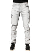 Light Gray Distressed Skinny Men Denim Jeans