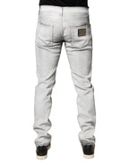 Light Gray Distressed Skinny Men Denim Jeans