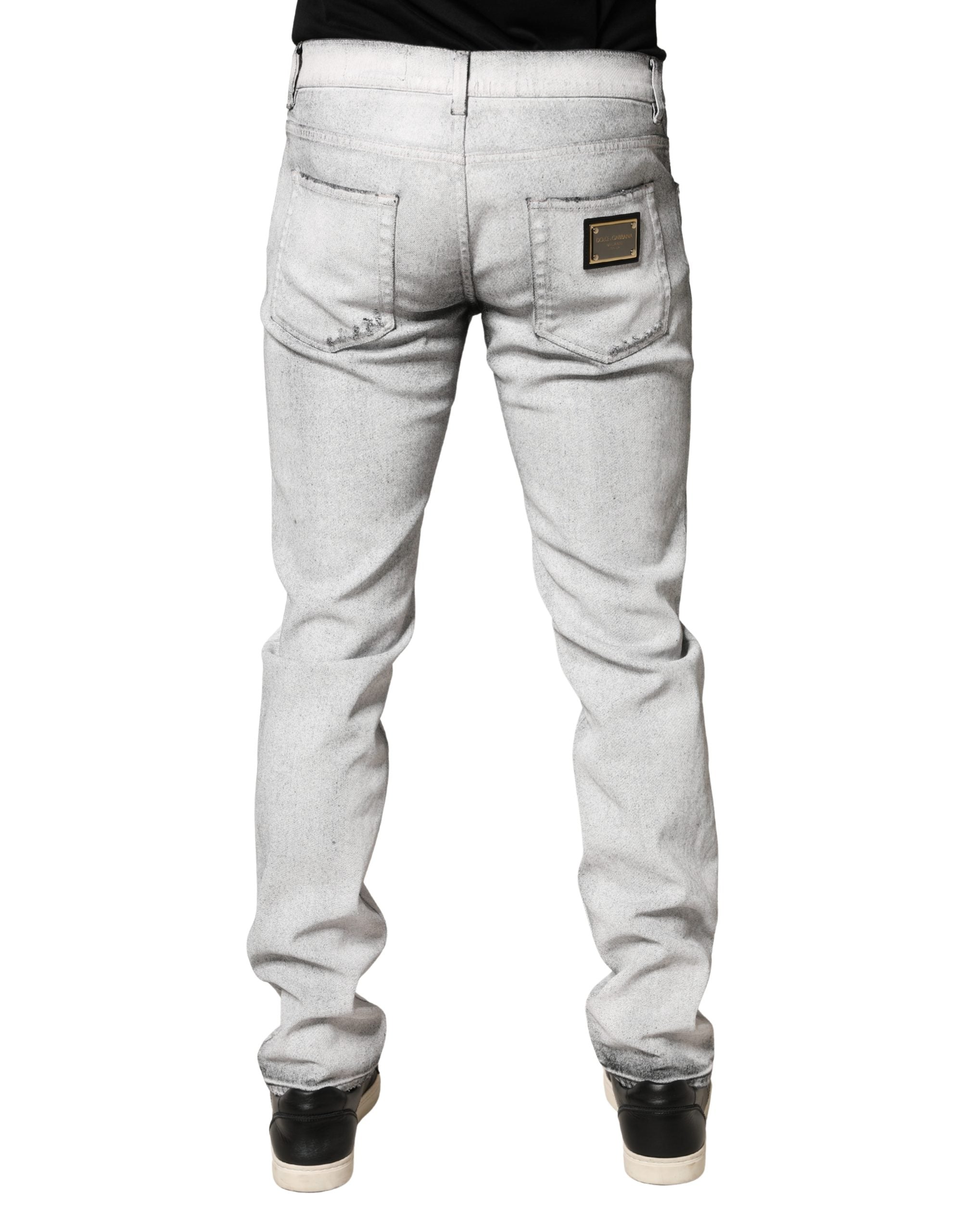 Light Gray Distressed Skinny Men Denim Jeans