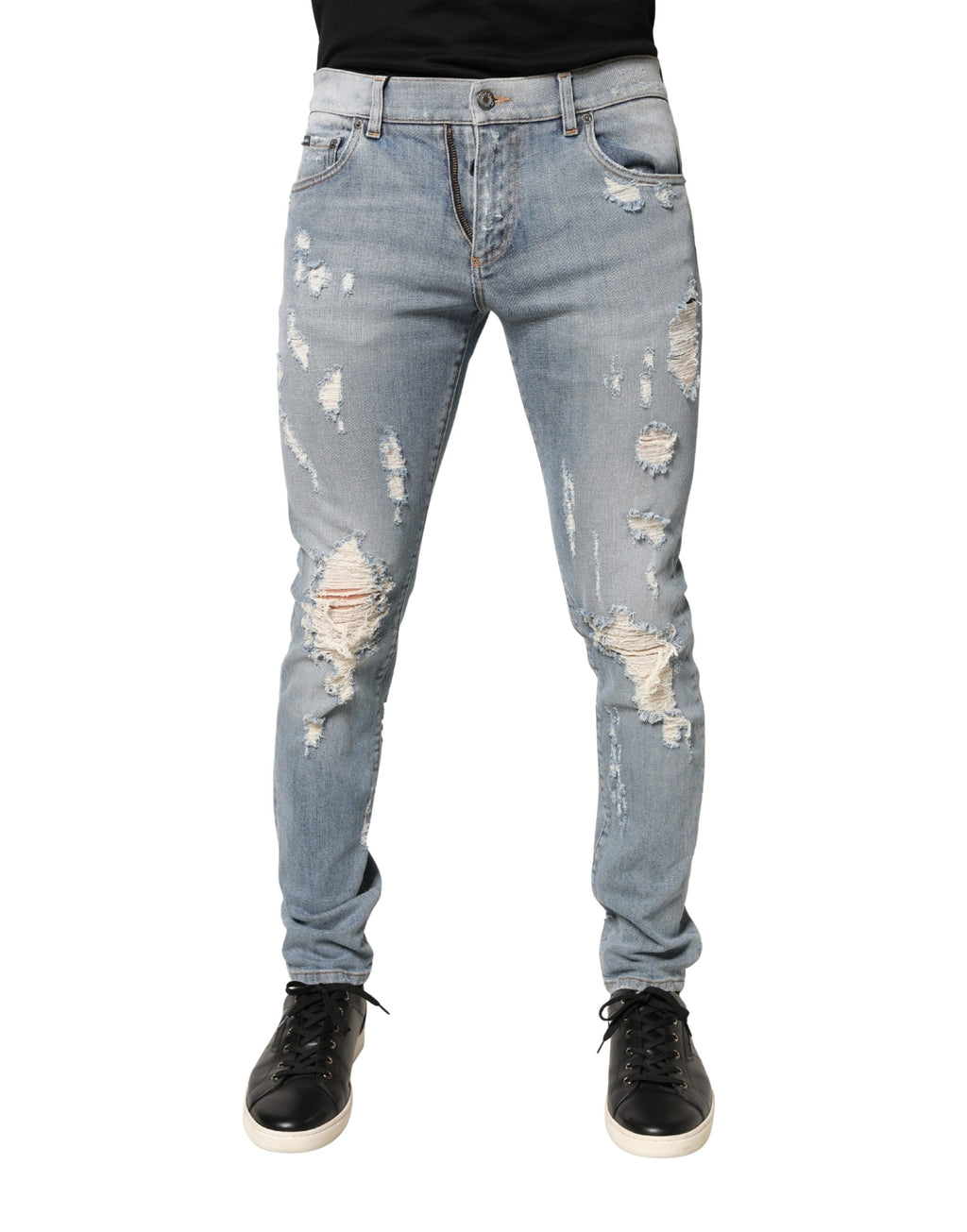 Light Blue Distressed Skinny Men Denim Jeans
