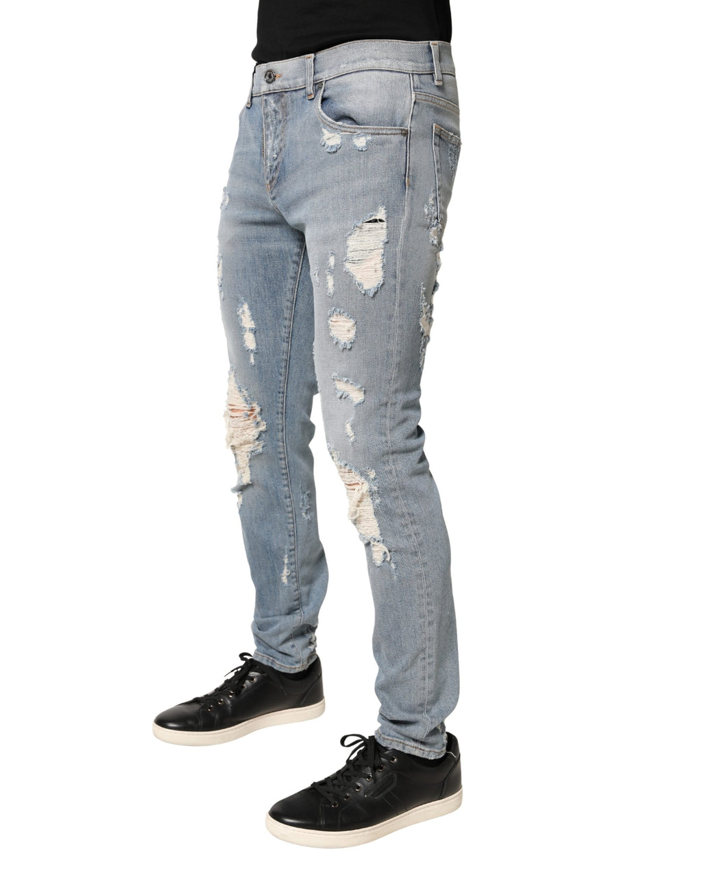 Light Blue Distressed Skinny Men Denim Jeans