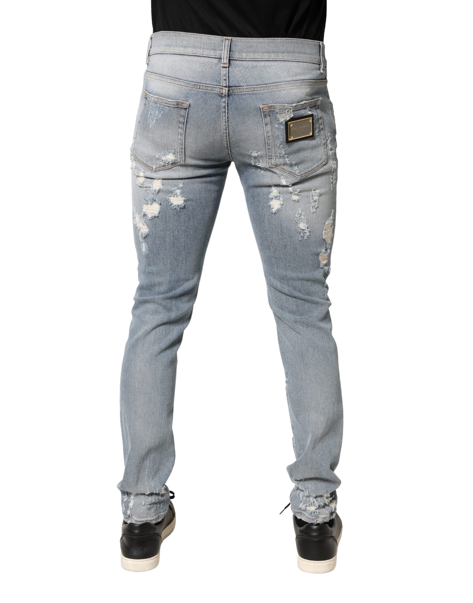 Light Blue Distressed Skinny Men Denim Jeans