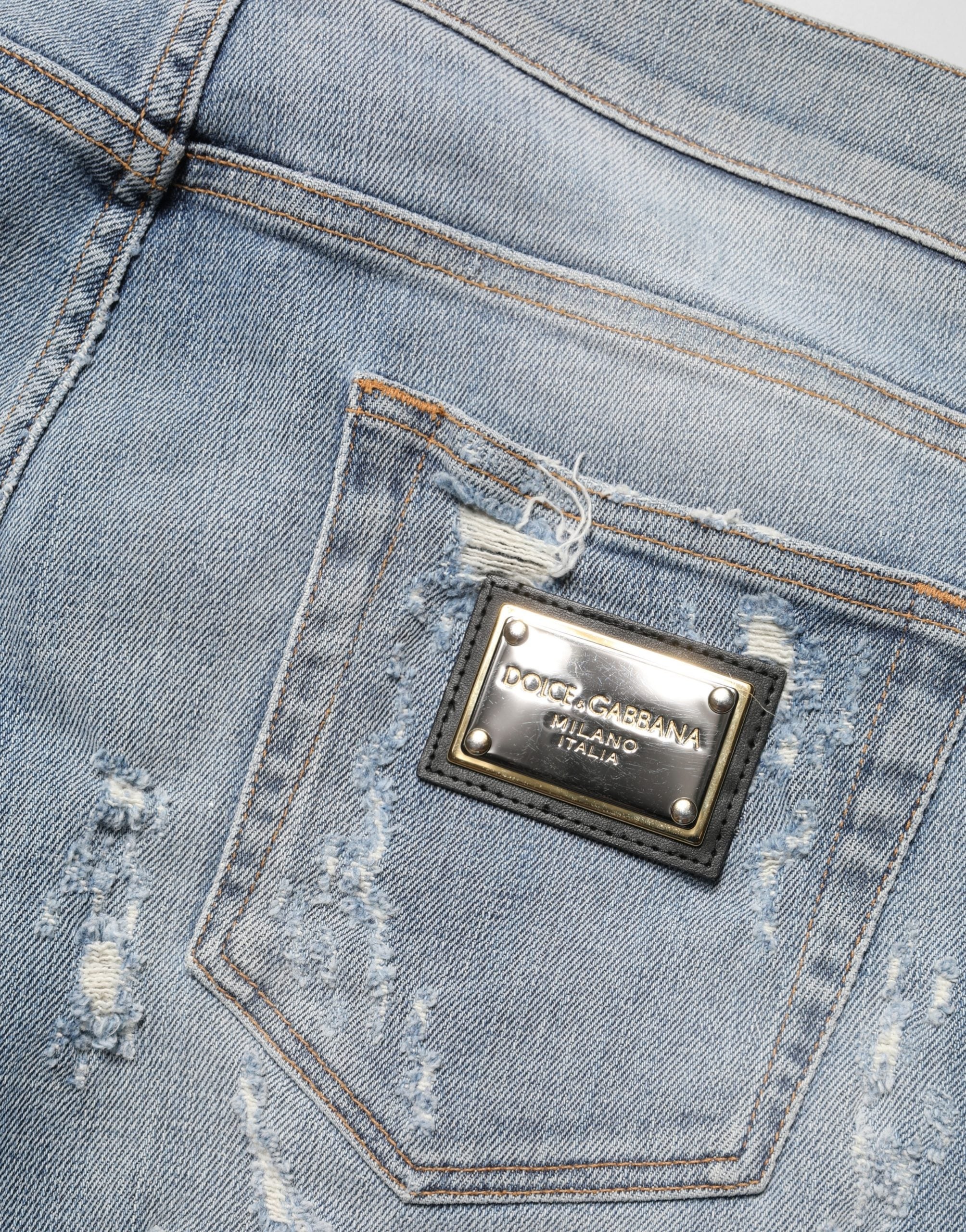 Light Blue Distressed Skinny Men Denim Jeans