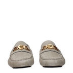 Gray Leather Slip-On Loafers