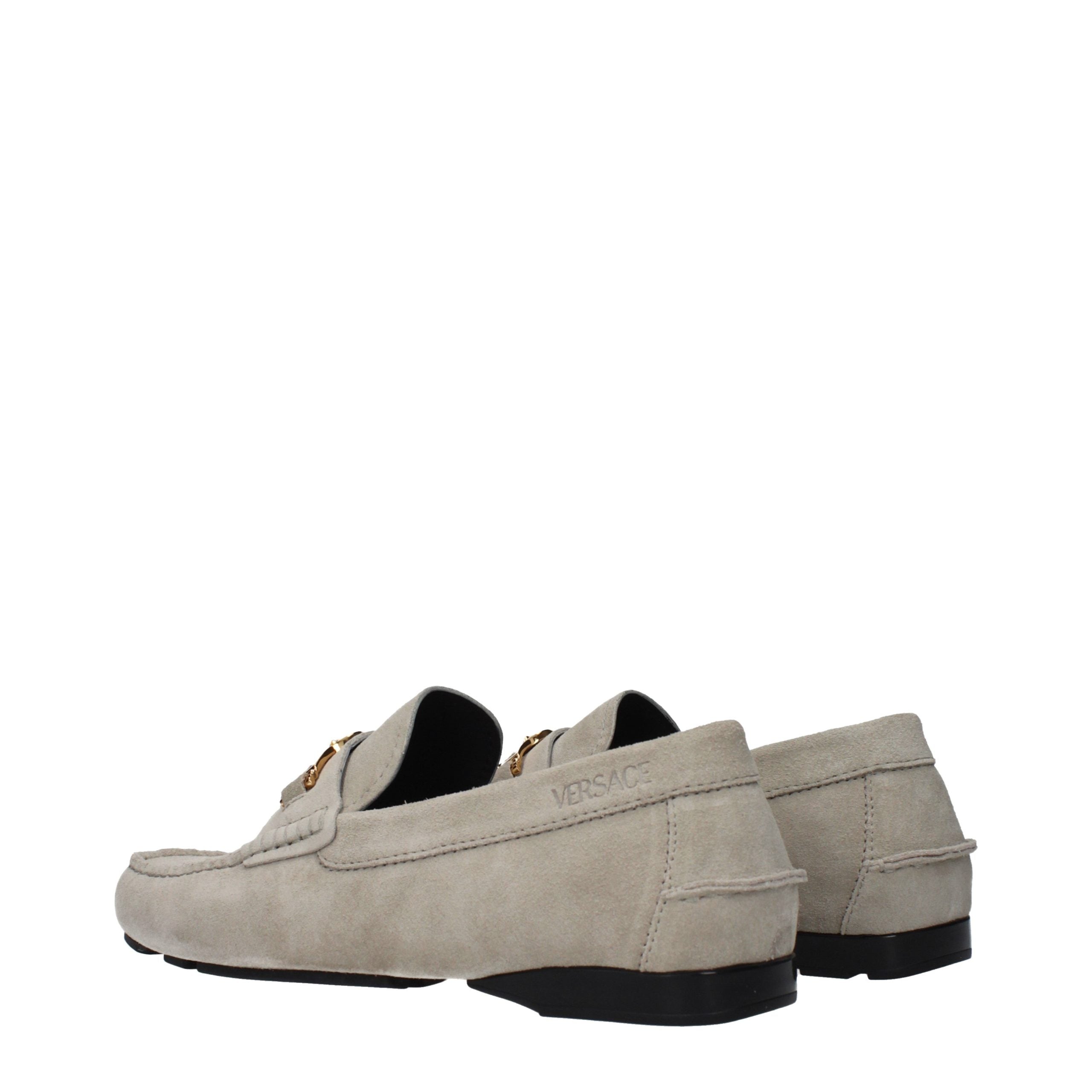 Gray Leather Slip-On Loafers