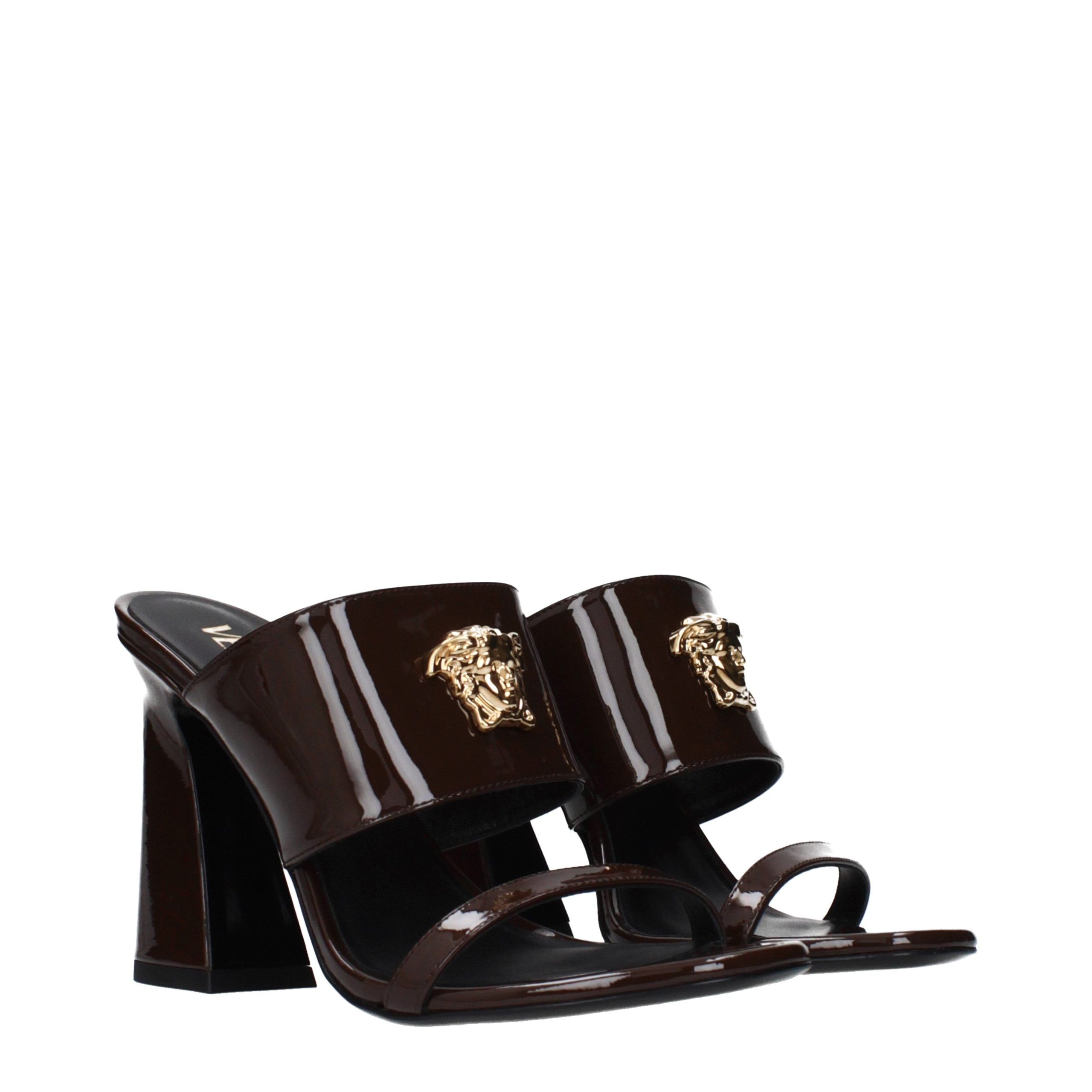 Brown Leather Stiletto Heel Sandals