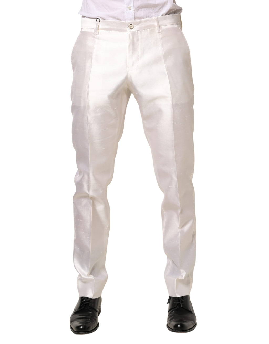 White Silk Satin Dress Formal Trouser Pants