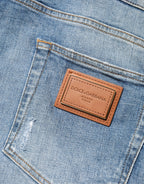 Blue Tattered Slim Fit Men Cotton Denim Jeans