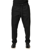Black Wool Skinny Jogger Trouser Pants