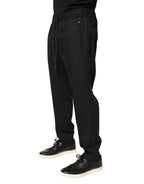 Black Wool Skinny Jogger Trouser Pants