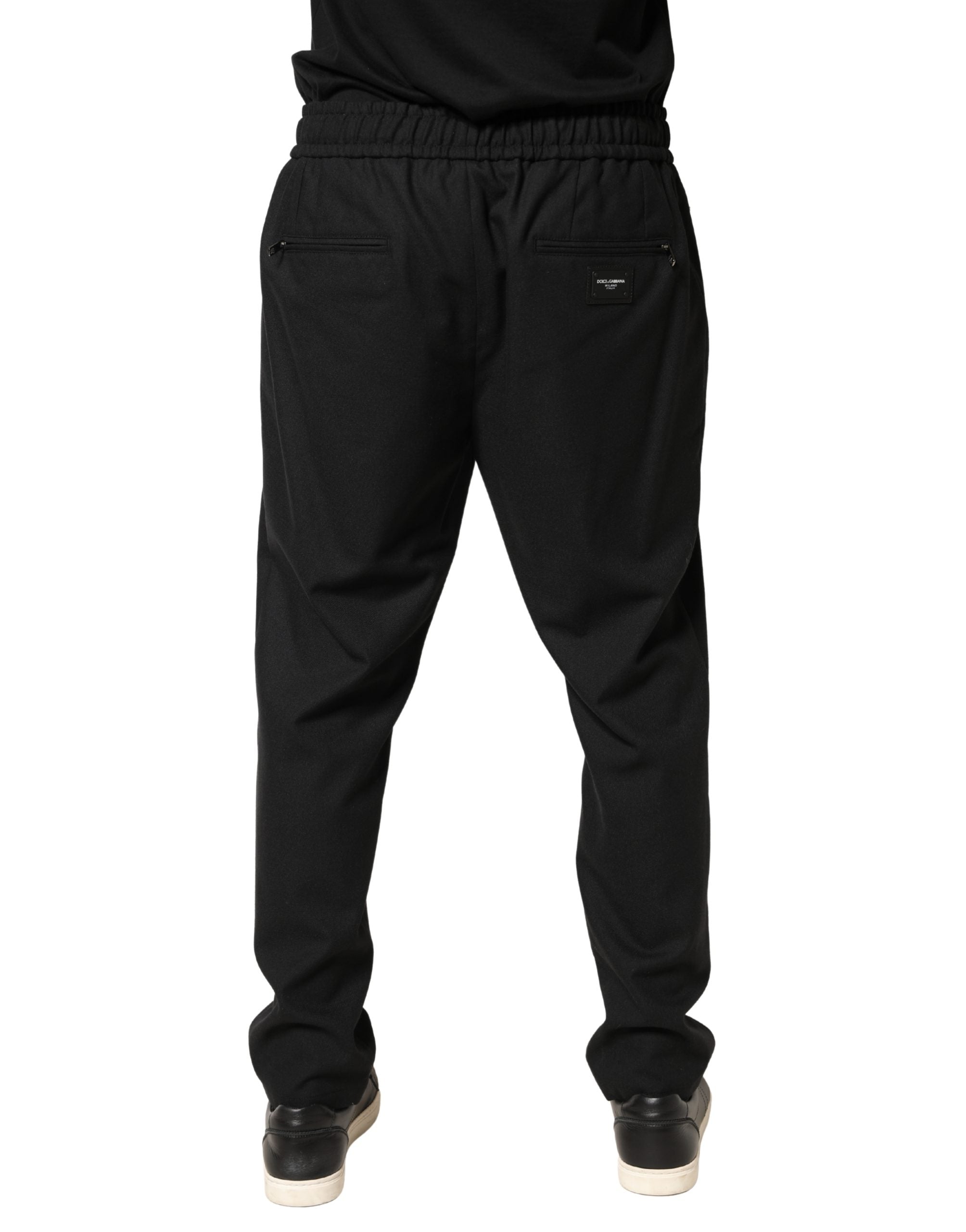 Black Wool Skinny Jogger Trouser Pants