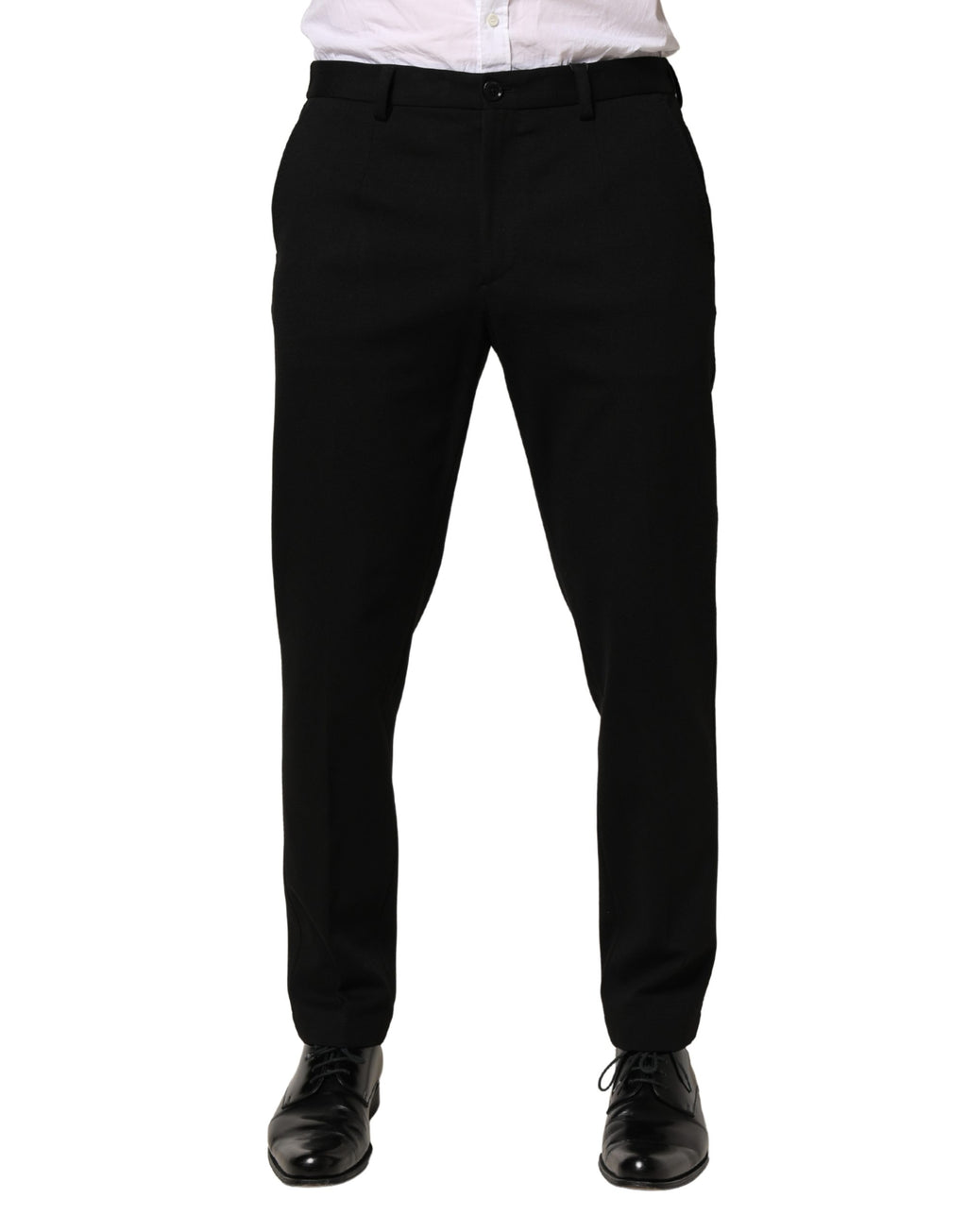 Black Wool Skinny Men Dress Trouser Pants